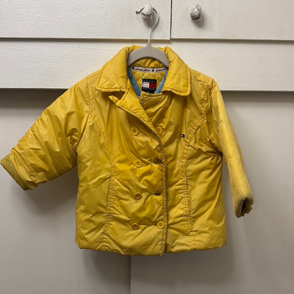 Tommy Hilfiger Yellow Puffer Jacket with Quilted Design